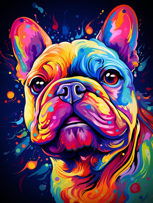 Funny Color French Bull Dog Diamond Art Painting Kits for Adults 5D Diamond Art Easy for Beginner Round Full Drill Cross Stitch Mosaic Gems Craft for Hobby and Home Decor 30x40cm(a1)