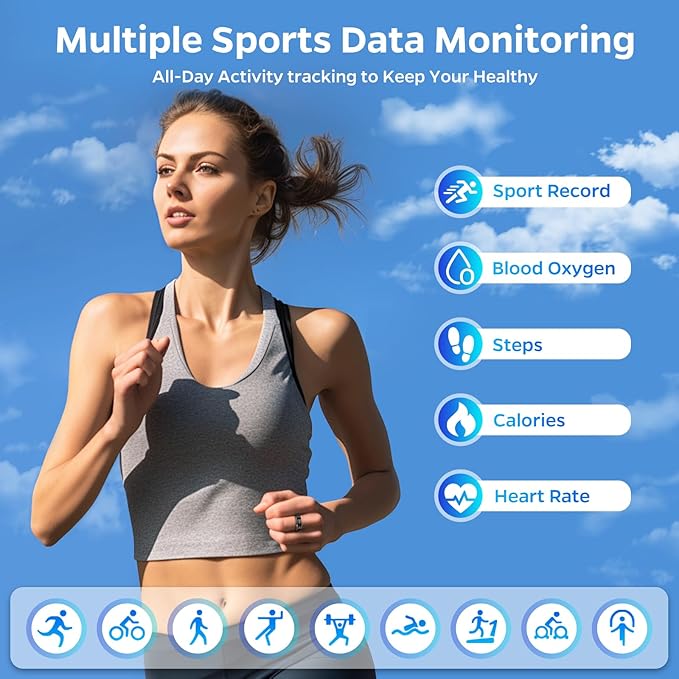 Upgrade Smart Ring for Women Men,Waterproof Fitness Ring, Fitness Tracker for Activity Monitoring,Sleep Tracker, No Subscription Fee, Smart Health Ring for iSO & Android (Black,11#)
