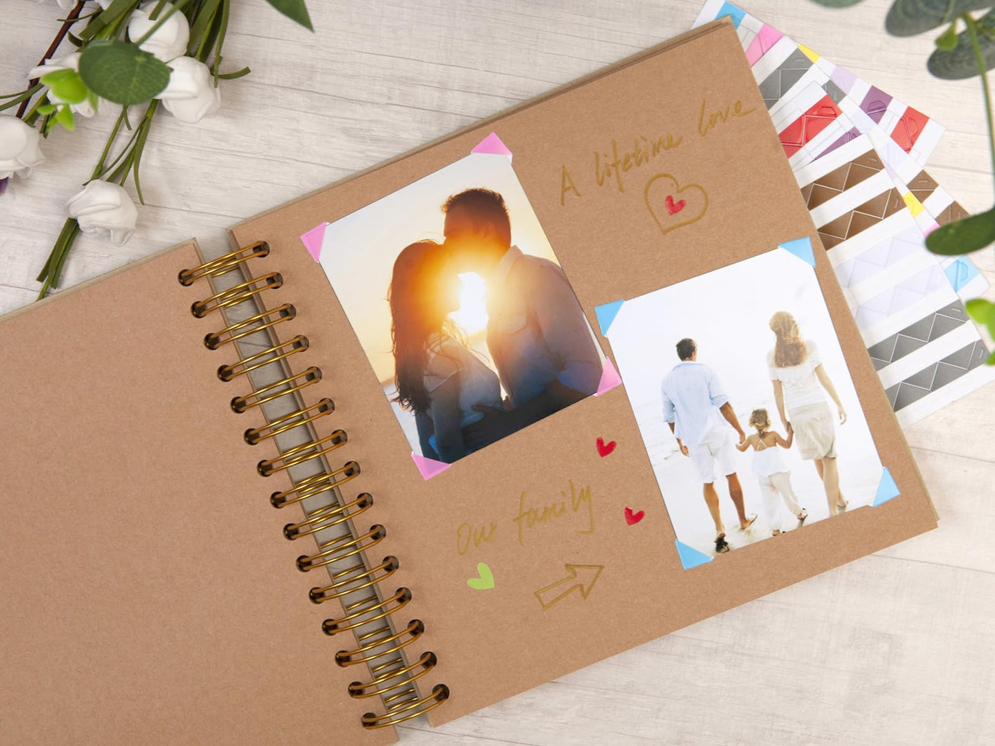 potricher 8 x 8 Inch DIY Scrapbook Photo Album 80 Pages Thick Kraft Blank Yellow Paper Memory Book for Wedding and Anniversary Family (Yellow, 8 Inch)