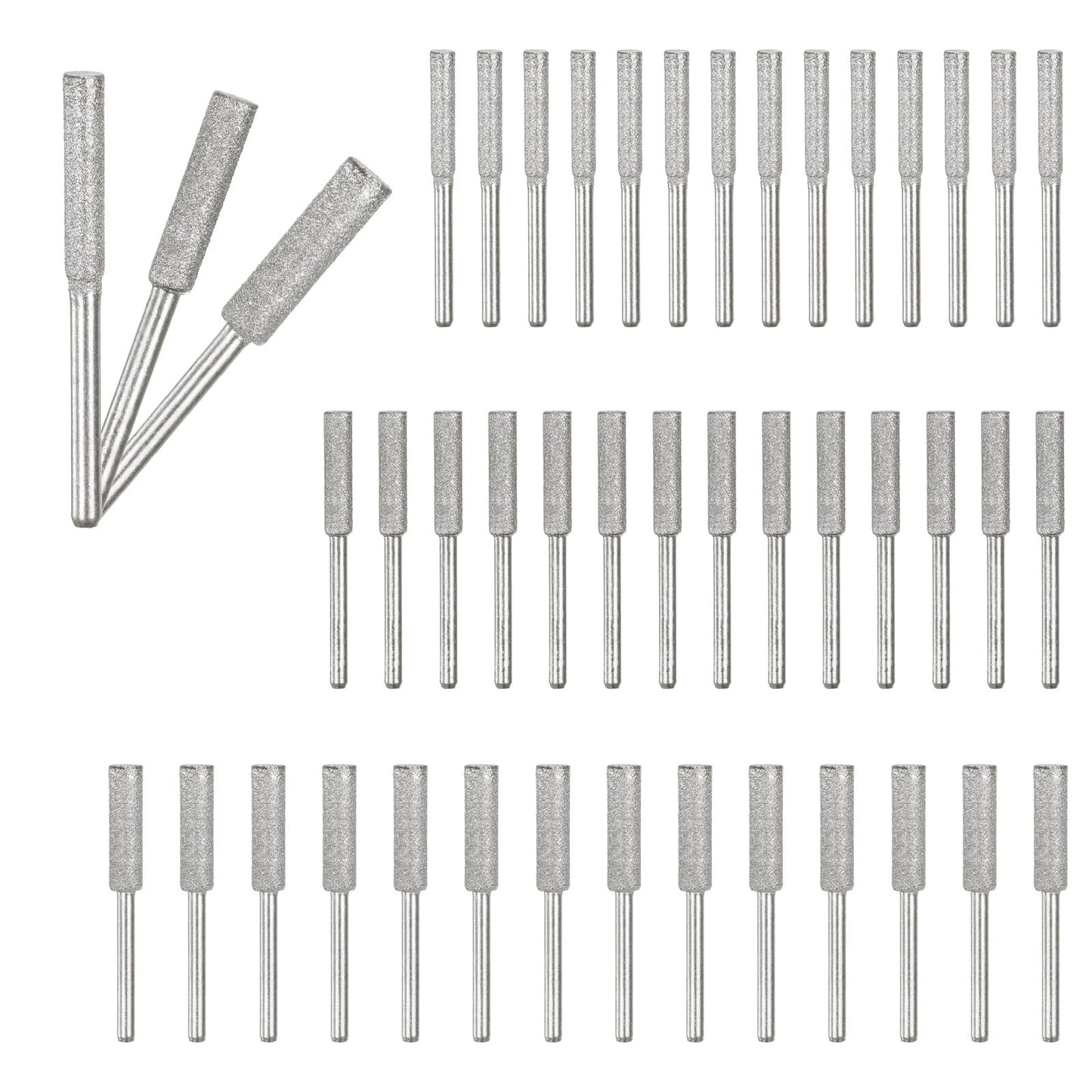 M METERXITY 45-Pack Diamond Chainsaw Sharpener, 5/32", 3/16", 7/32" High Hardness Grinding Stone Chainsaw Sharpening Kit for Electric Chainsaw Sharpener/Stone Carvings [3mm Silver]