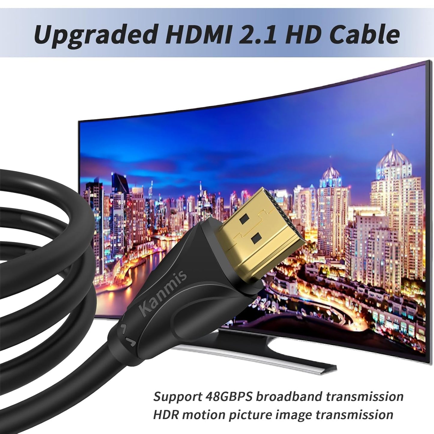 kanmis 8K 10ft, 2.1 8K@60Hz 4K@120hz, PS3 PS4 HDMI Cable High Speed Hdmi Cables Ultra High Speed Gold Plated Connectors