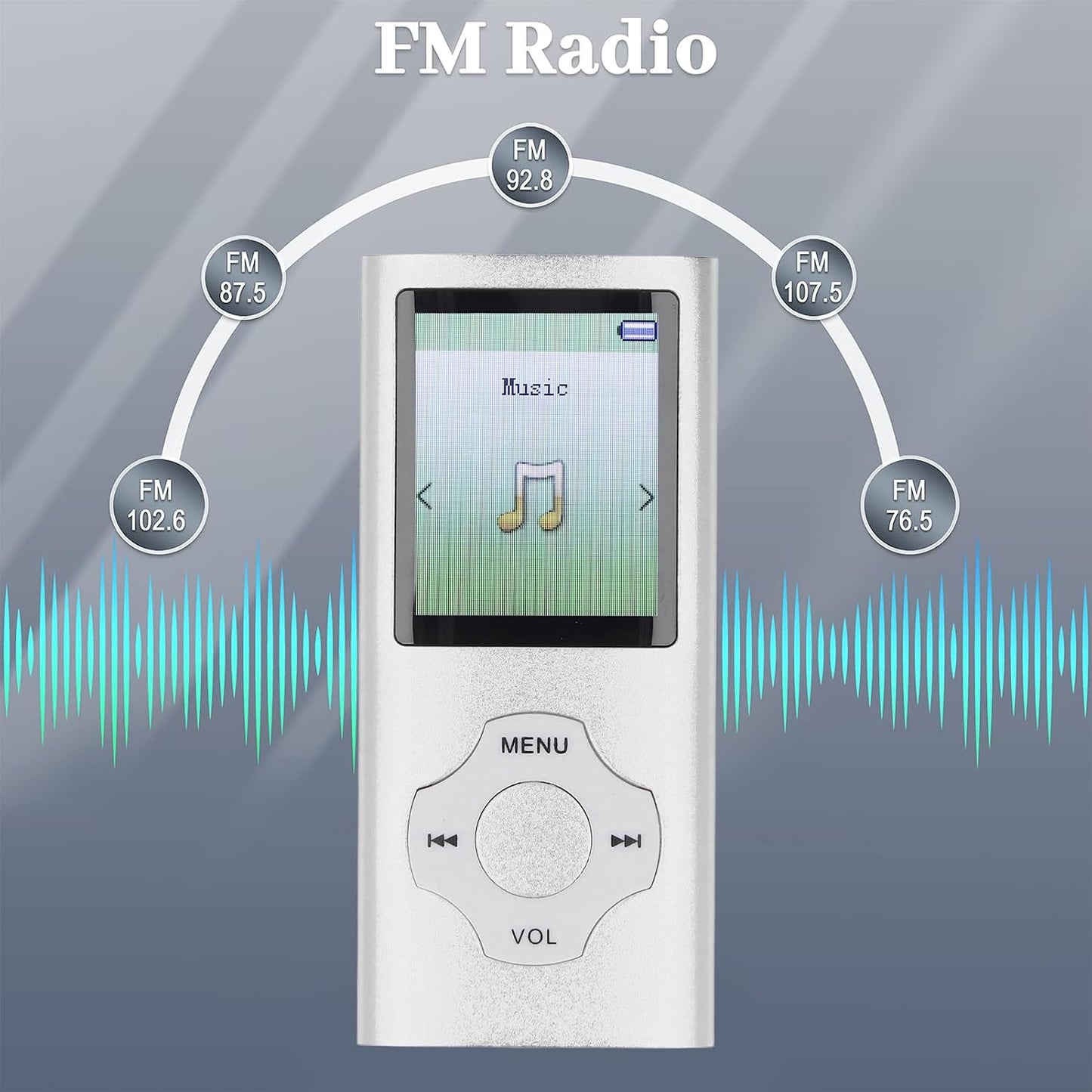 Yunseity 16GB MP3 5.0 MP4 128GB Player, Bluetooth Single Loop Player, Portable HiFi Sound Music Player Built in HD