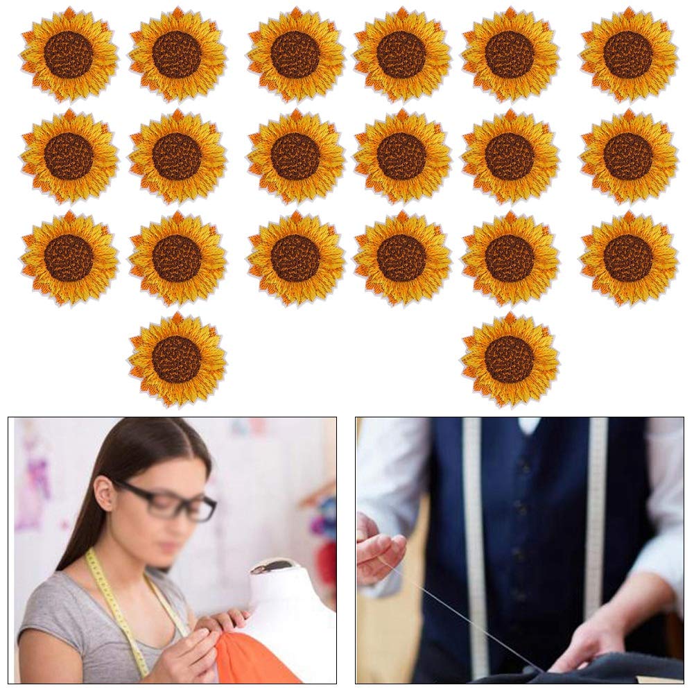 20pcs Sunflower Embroidered Patch Accessories DIY Patches Sew On/Iron On Embroidered Patches Backpack Clothing