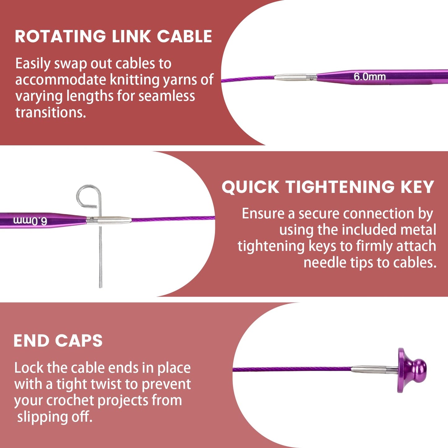 liomey Interchangeable Circular Knitting Needles Set - 13 Pairs of 4 Inch (3mm-10mm), Aluminum Needles, Ergonomic Design for Beginners and Advanced Knitters, Purple