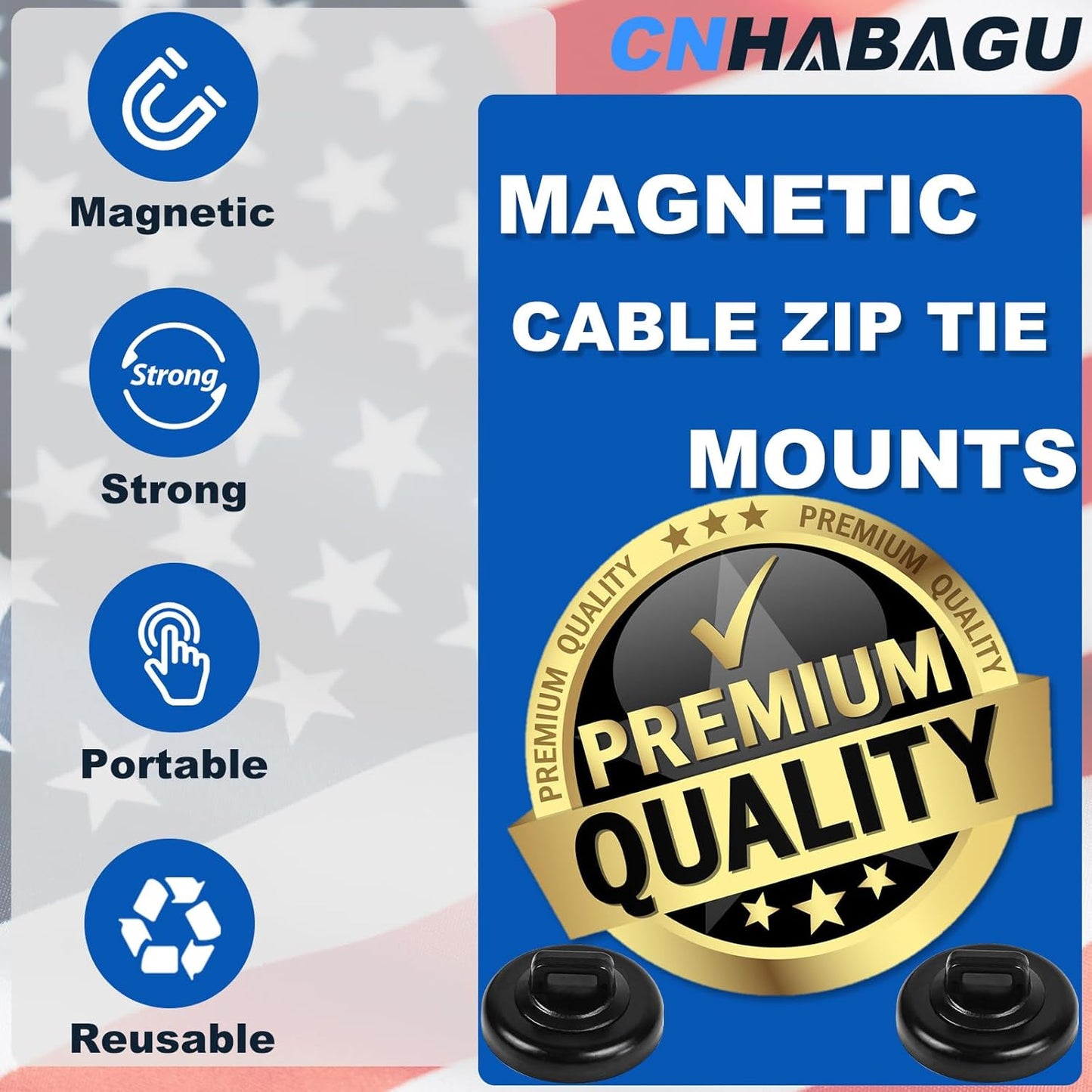 (D23 10Pcs) Magnet Zip Tie Mount Magnetic Zip Ties Mount Base Holder Multipurpose Wire Cable Holder Mount Wire Clips