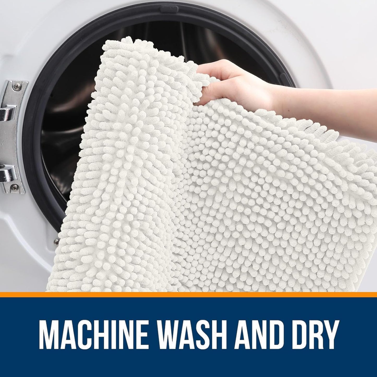 OLANLY Bathroom Rugs - Extra Soft Absorbent Chenille Bath Mats | 30x18, Quick Dry, Ivory