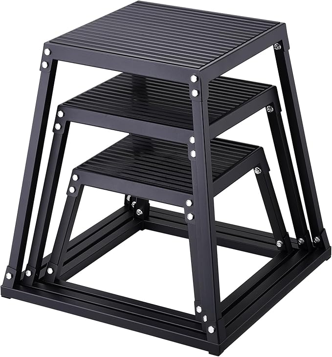 VEVOR Plyometric Jump Box, 18 Inch Plyo Box, Steel Plyometric Platform and Jumping Agility Box, Anti-Slip Fitness Exercise Step Up Box for Home Gym Training, Conditioning Strength Training