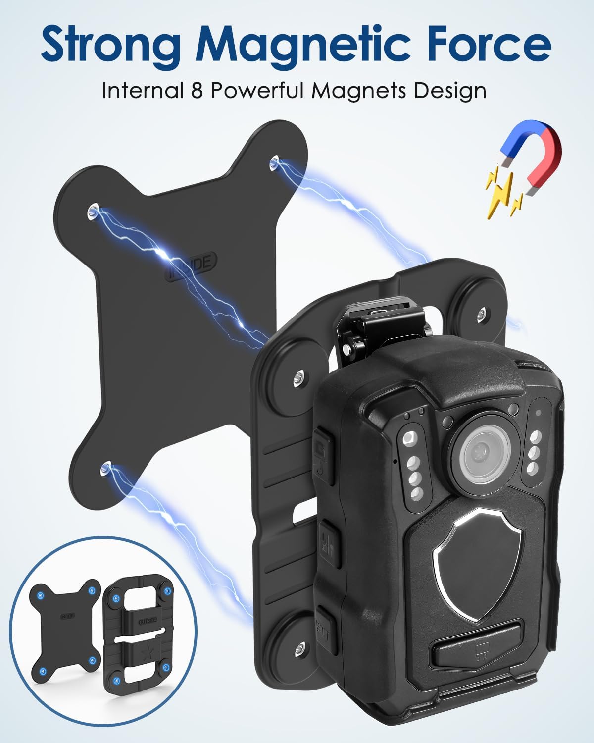 CXVKML Mount,8pcs (1) Body Cam Magnet Magnets Style,Strong Magnet Camera Holder Fit for All Models Police Body Cam