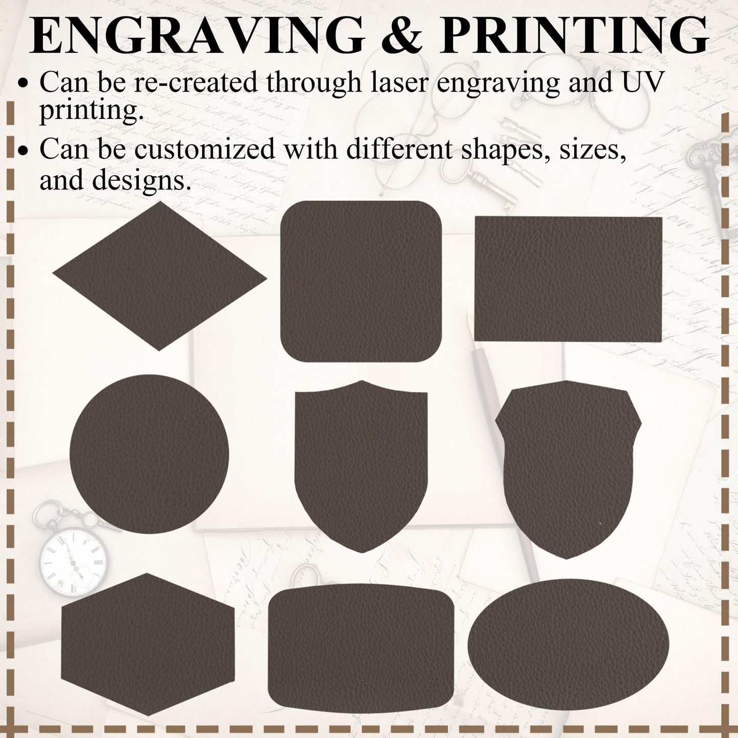 5 Pack Laserable Leatherette Sheet Faux Leather Laser Engraving Leather Blank Hat Patches with Heat Press Adhesive for Laser Engraving DIY Hat Cap Beanie UV Printing Craft Supplies (Taupe)