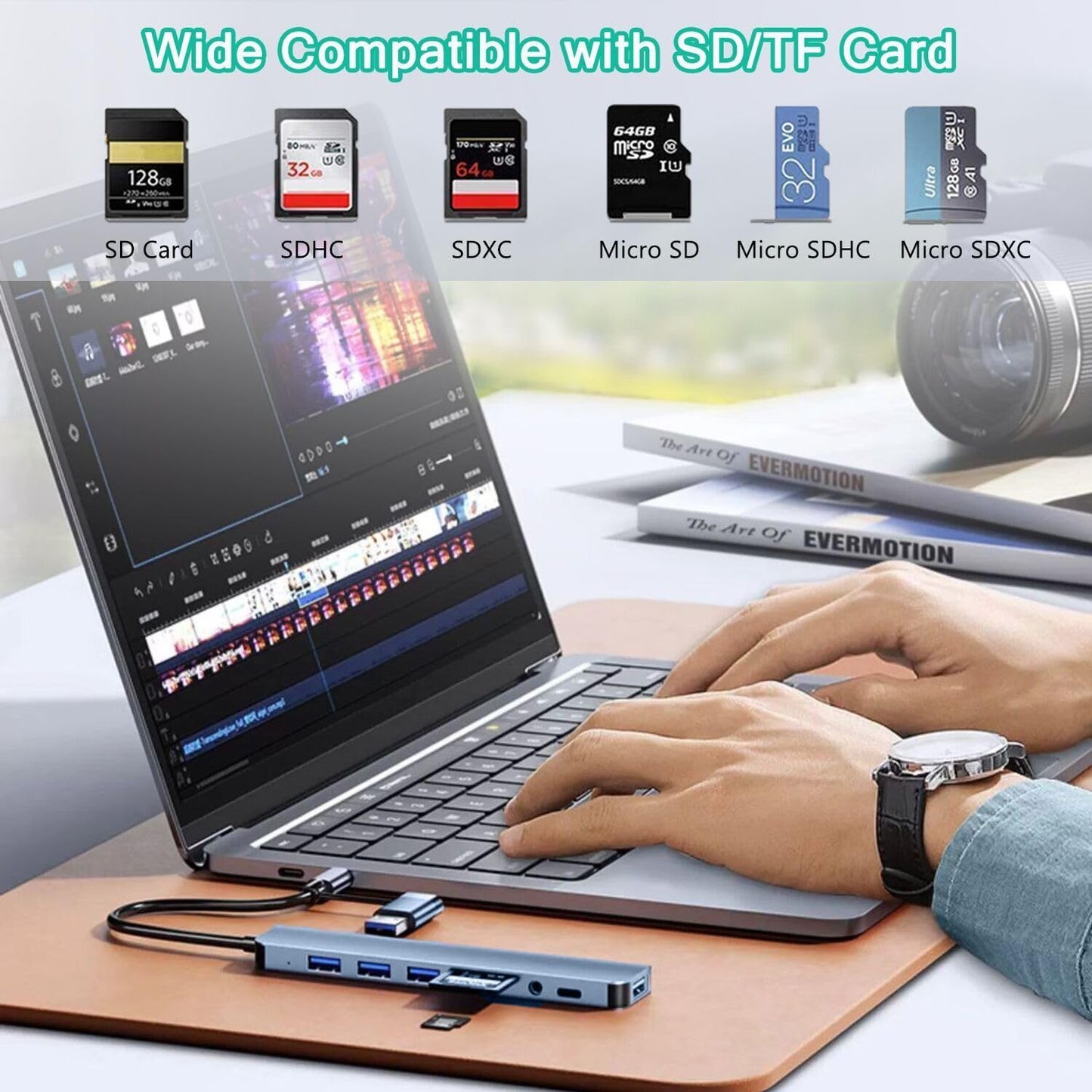 vienon 3.0, 8 1 3.5mm USB C Hub USB Hub Aluminum in USB Extender with SD/TF Card Reader, Aux Headphone Jack for MacBook