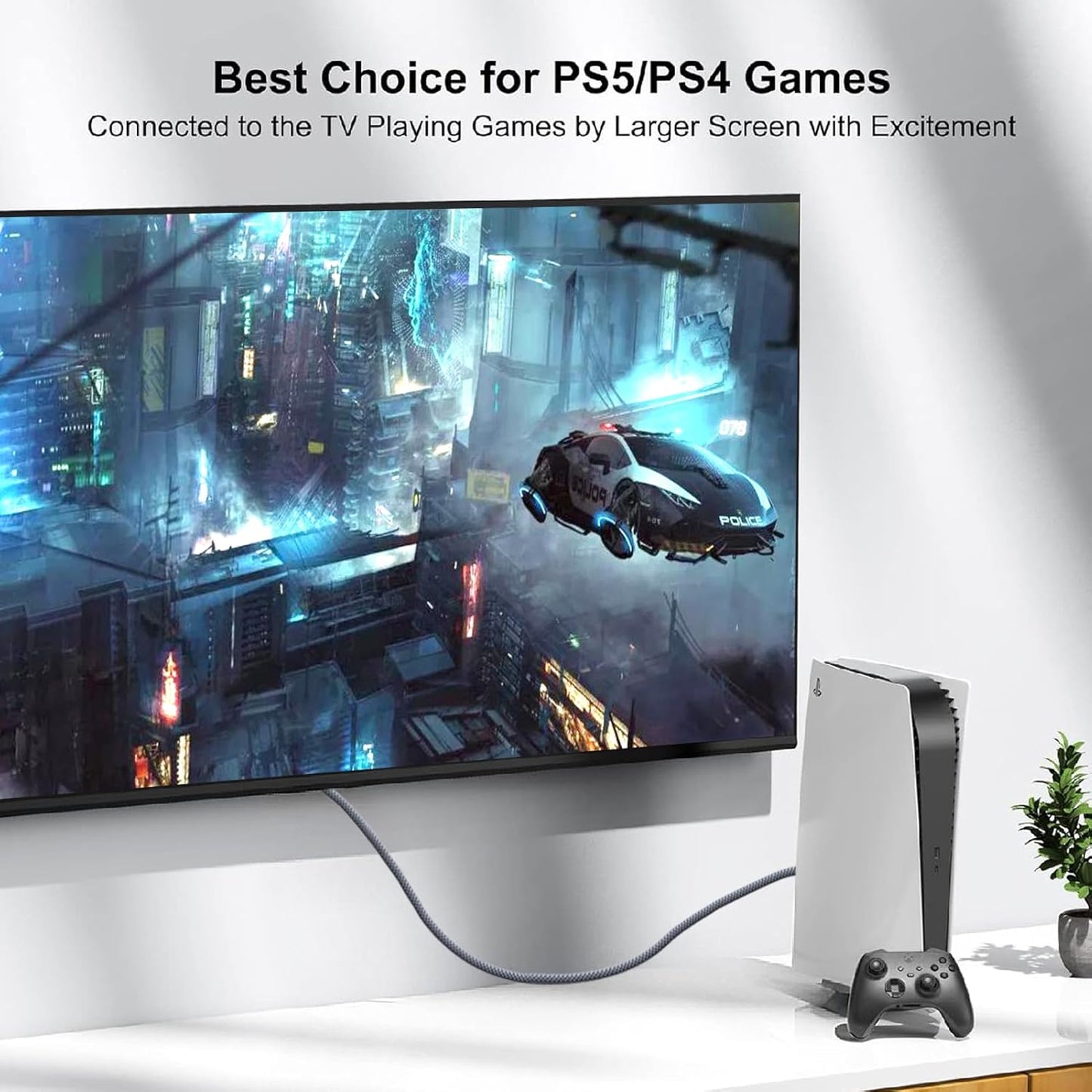 CEFOJQAO 10 4K, 5-Pack 10FT, 2.0 4K@60Hz,2k 120/165Hz CL3 2.2, 3D PS4/5, FT HDMI Cable HDMI Computer TV Cord
