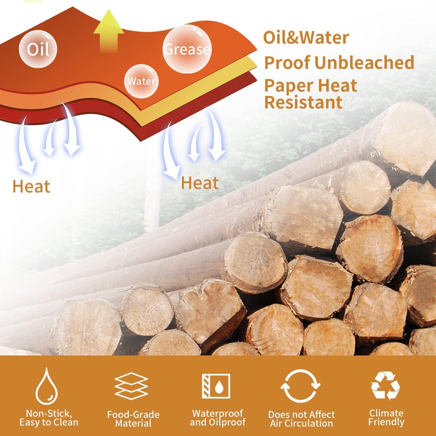 Skiennix Air Fryer Disposable Paper Liners - 100PCS Food Grade Parchment for Ninja DZ201 | 9" x 6" Natural