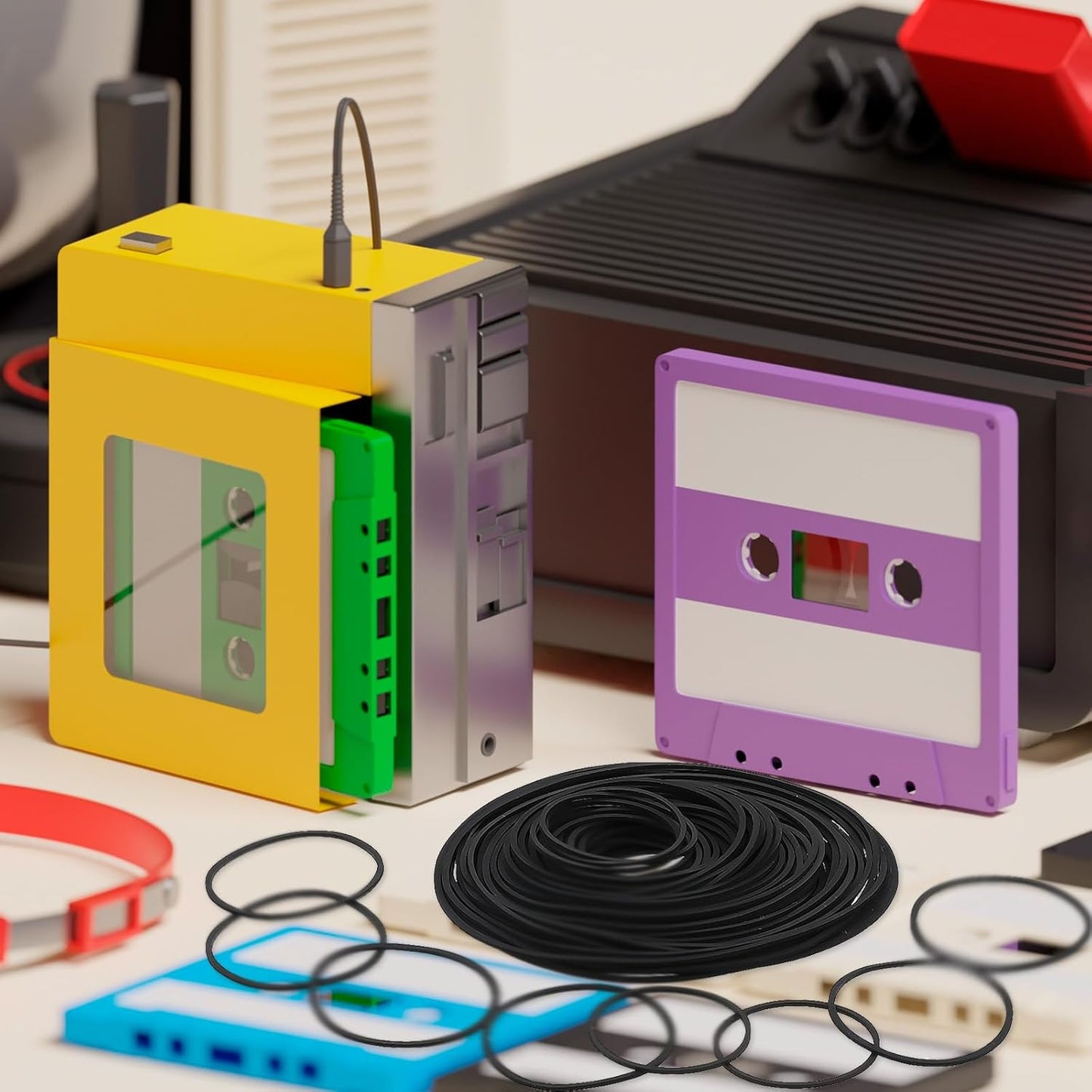 Sliverdew 100 Cassette Cassette 40-135 mm Cassette 1mm 4mm Pcs Recorder Rubber Belts Recorder Repair Maintenance Mix