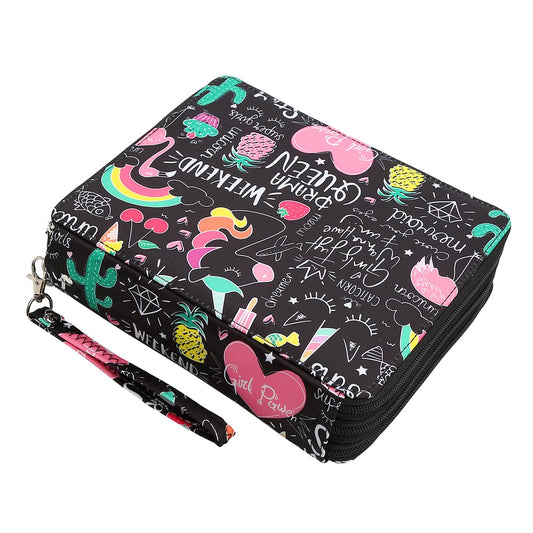 Lbxgap Portable Colored 124 Slots Pencil case Organizer with Printing Pattern for Watercolor Pens or Markers, Pencil Case Organizer for Artist
