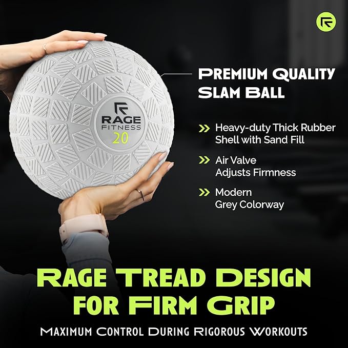 Slam Ball,10, 15, 20lb Medicine Balls, Tread Texture For Firm Grip, Full Body Workout Dynamic Weighted Balls for Exercise, Smash Balls for Strength, Conditioning, Cardio and Core Workouts