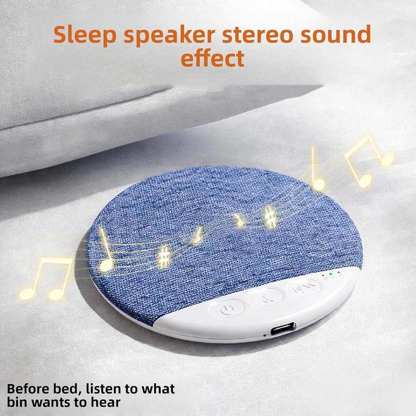 30 60 90 Jiawu Bluetooth Sleep Pillow Speaker, Wireless Under Pillow Speaker with White Noise Timer and Stereo Bass