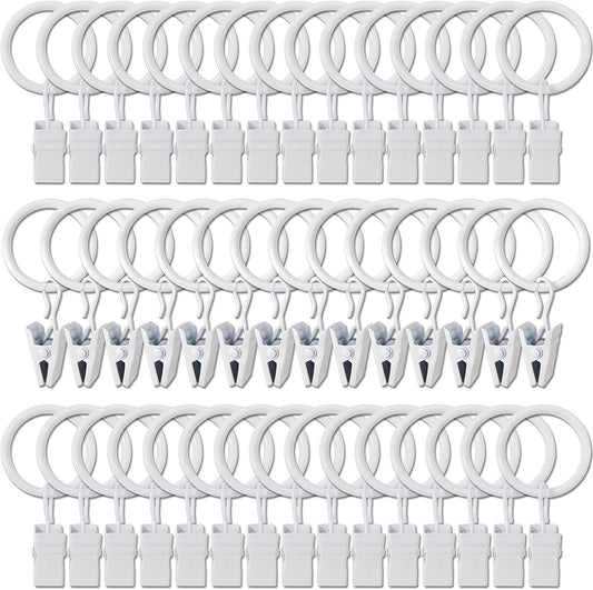 Skiennix 44 Pack Metal Curtain Rings - Durable Drapery Clips with 1 Inch Inner Diameter, White