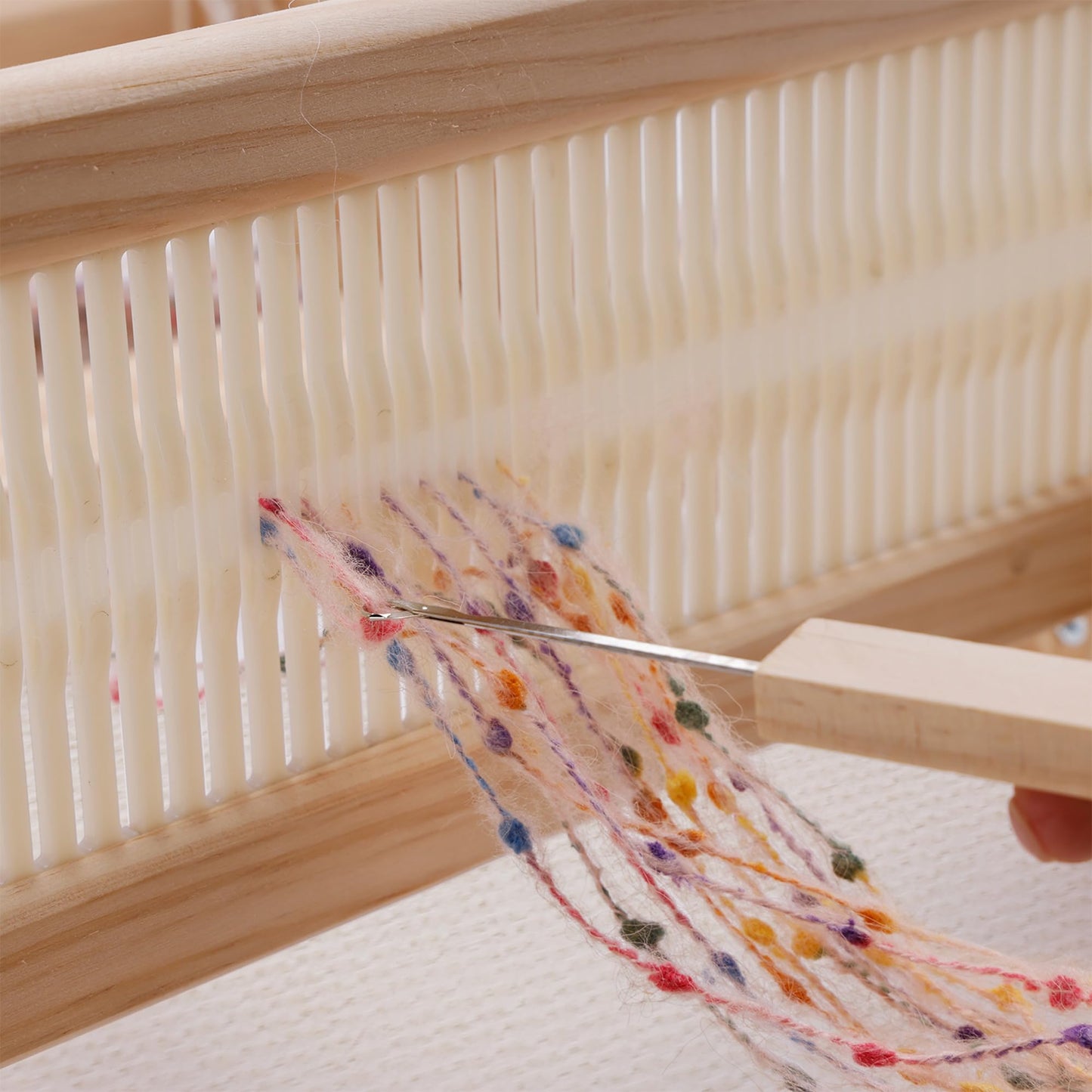 PURCOULEUR 16 Inches Rigid Heddle Loom with Holder, Wooden Weaving Loom for Adults, Multi-Craft Frame Loom for Beginners, Threads Warping Frame with Peg, Yarn Stand, Heddle Shed Stick Weaving Loom Kit
