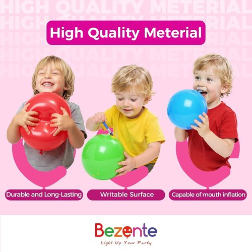 Bezente Metallic Chrome Latex Balloons - 100 Pack of 12-Inch Colorful Party Balloons for Celebrations