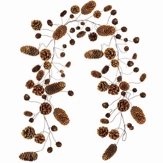 Supla 55" Long Rustic Assorted 78 Pcs Pine Cones Holiday Twig Garland Dried Natural Hanging Pinecones String Various Pine Cones Vine for Christmas Winter Festival Table Runner Indoor Outdoor Décor