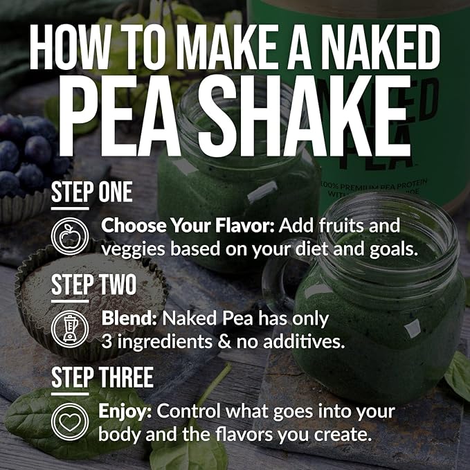NAKED Vanilla Pea Protein Isolate from North American Farms, Only 3 Ingredients, Vanilla Vegan Protein, Gluten-Free, Soy Free, GMO Free - 2LB