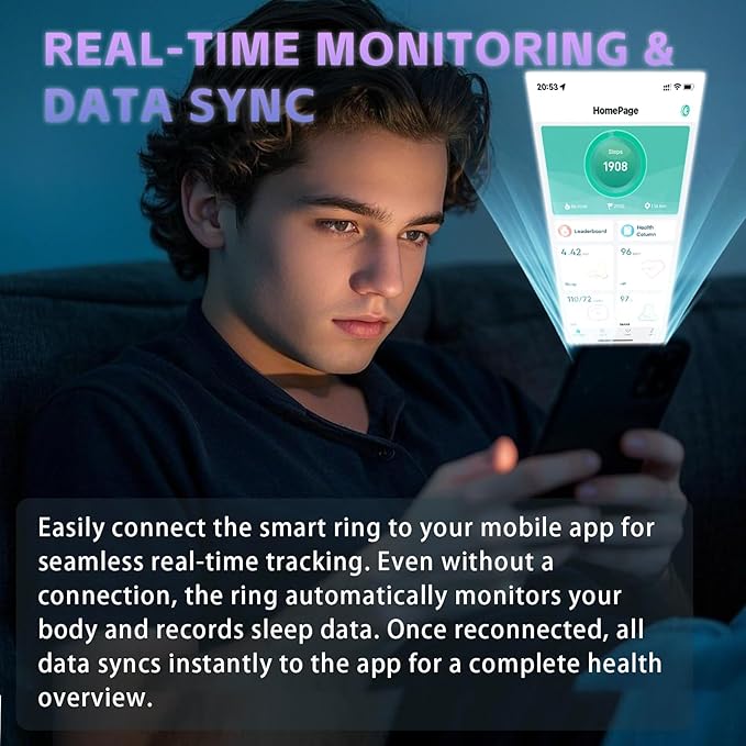 Smart Ring for Men Women ??Fitness Tracker Ring with Heart Rate, SpO2, Blood Pressure, Sleep Monitoring, Step & Calorie Counter, No Subscription Fee, iOS & Android Compatible (Black, 10)
