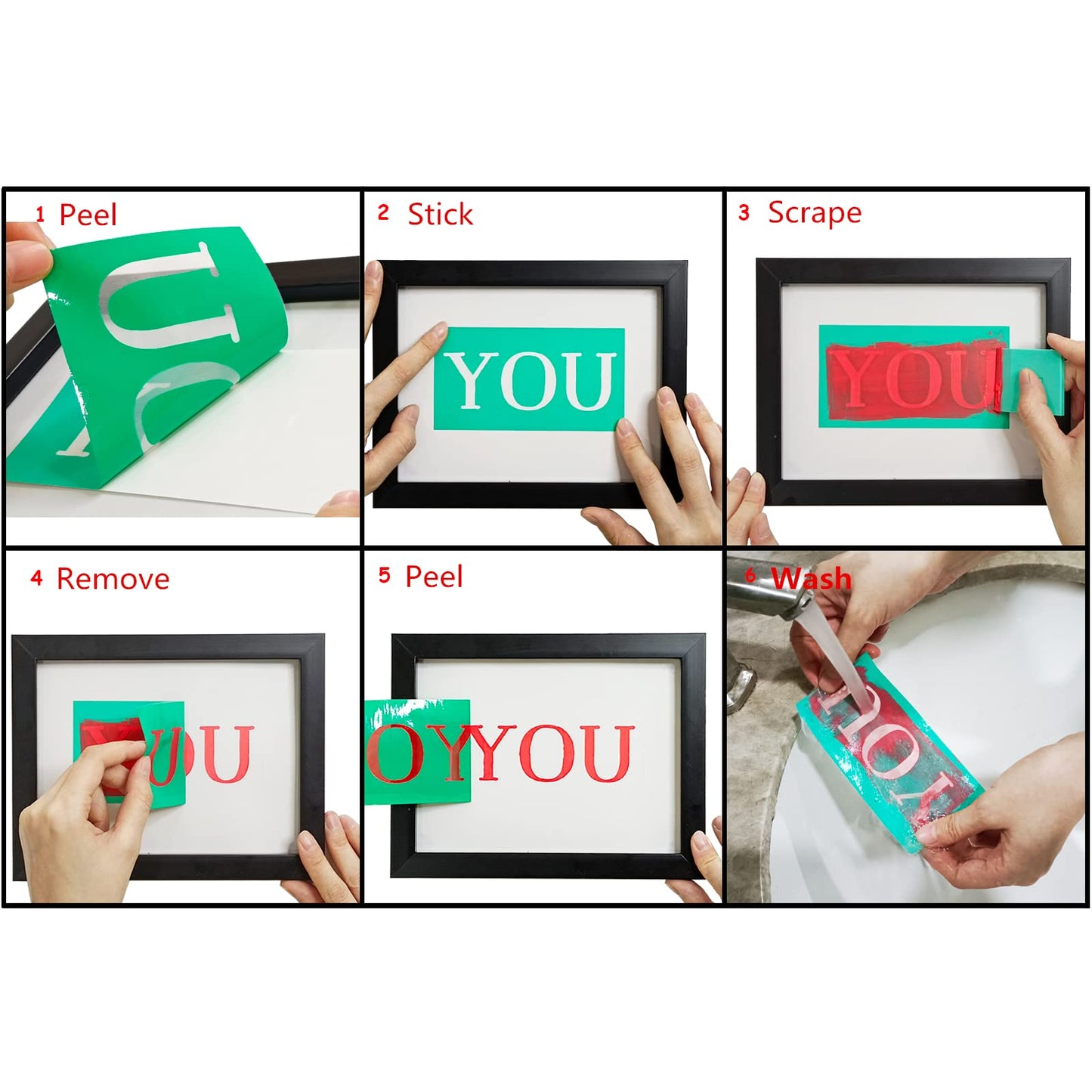 JAJADO 5Pcs Self Adhesive Silk Screen Stencils - Farmhouse Family Welcome Home Screen Print Mesh Stencils - Inspirational Faith Reusable for Painting on Wood Sign/Porch Sign/T-Shirt/Cup/Mug/Glass