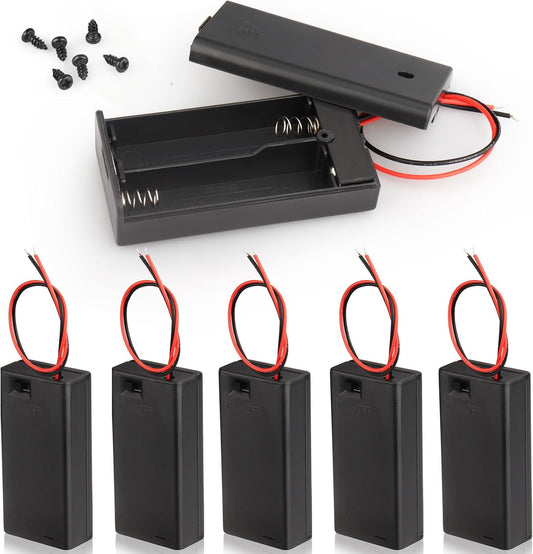 VWEICYY 6PCS 2 1.5V (6) x AA Battery Holder Enclosures with Wire Leads and On/Off Switch