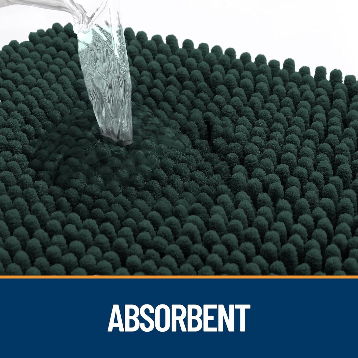 OLANLY Dog Door Mat - Absorbent Non-Slip Chenille Mat for Muddy Paws | 59x20 Inches, Blackish Green