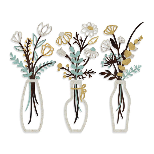 Aikgidtt 3 Pieces Metal Flowers Wall Art Set | Rustic Indoor & Outdoor Wall Decor with Mounting Kit Waterproof Finish for Bathroom Bedroom Living Room | House-Warming Gifts (Beige Gold)