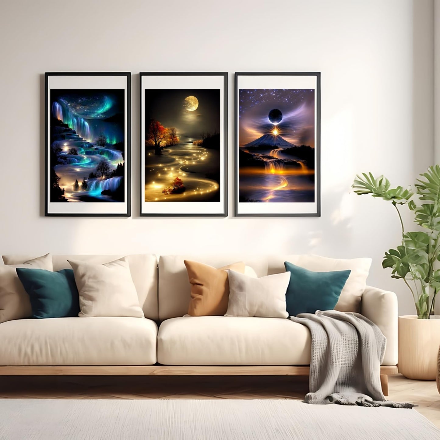6 Pack Diamond Art Kits for Adults,Landscape 5D Diamond Painting for Adult Beginners, Moon DIY Full Drill Round Gem Painting Dot Art Sets,Home Wall Decor 9.8x13.8 Inch