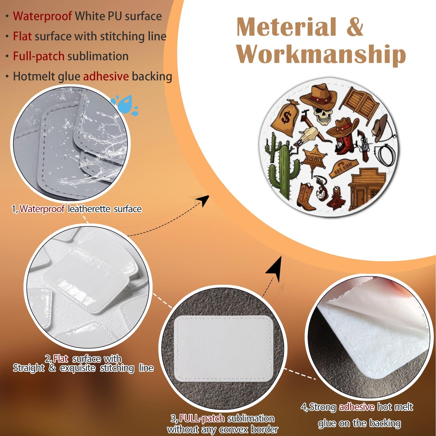 iFForce Full Sublimation Patches with No Border - 30 Pcs Iron on Blanks White Waterproof Smooth Glossy Material - Heat Press Rounded Rectangle Patch Adhesive for Hat Cap Clothes Business