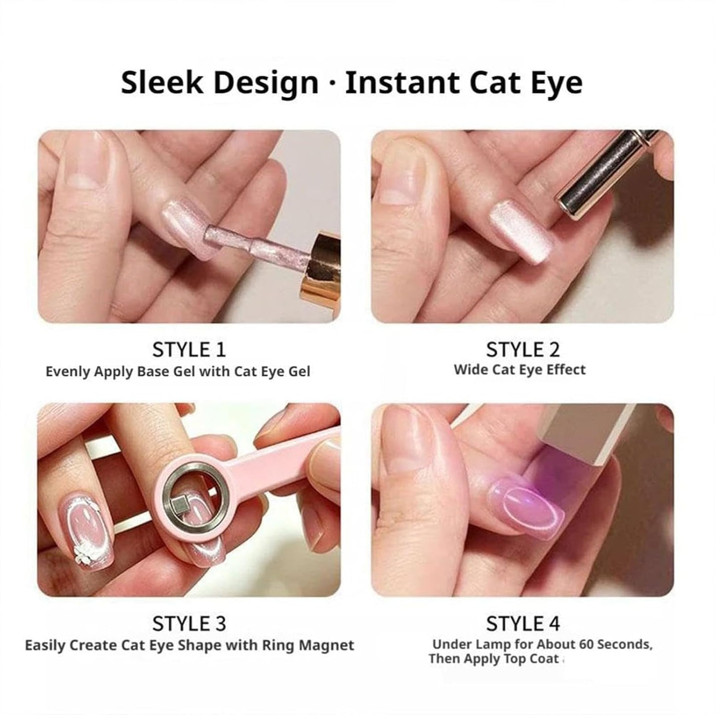 Ring-Shaped Cat Eye Magnet for Nails, Hollow Magnetic Design Circle Cat Eye Magnet for 3D Halo French Tip Nail Art, Home Salon DIY Manicure Tool (3Pcs-Purple)