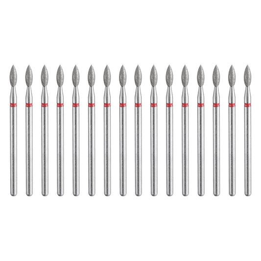 HARFINGTON 16pcs 200-230 Grits Diamond Grinding Bit 2.6mm Oval Head 2.35mm Shank 2.6mm Length Stone Sanding Drill Bits Rotary Tool for Ceramic Glass Nails Grinding Polishing