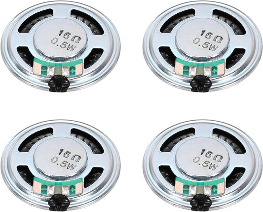 uxcell 4 0.5W 16 Pcs Ohm Small Speakers Metal Shell Round Internal Micro Magnet Speaker for Mini Speakers DVD EVD