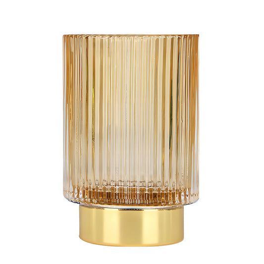 DASITON Makeup Brush holder Organizer,Crystal Cosmetic Makeup Brush Glass Brushes Storage Holder, Vintage Make Up Brush Cup Pen Pencil Holder striped vase(Coffee L)