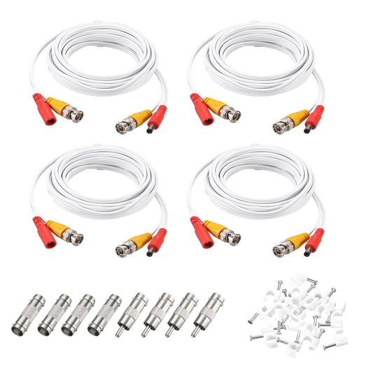Cable,3m/10ft Cord,4 Set MECCANIXITY BNC Video Power All-in-One Security Camera Wire Cord DC Extension Wire for CCTV