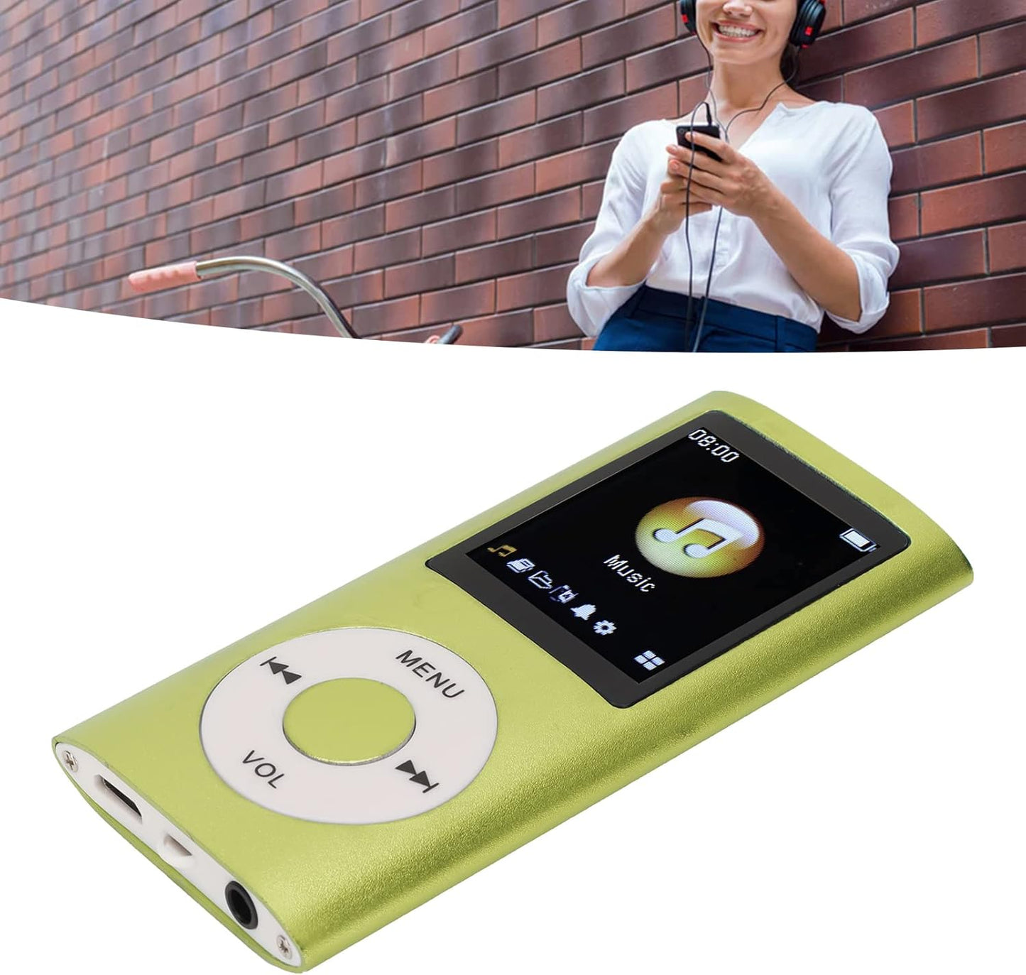 BAFOVY MP3 1.8 Inch Portable Player with LCD Screen, Slim Design Lossless Sound Music Player for Outdoor and Daily Use