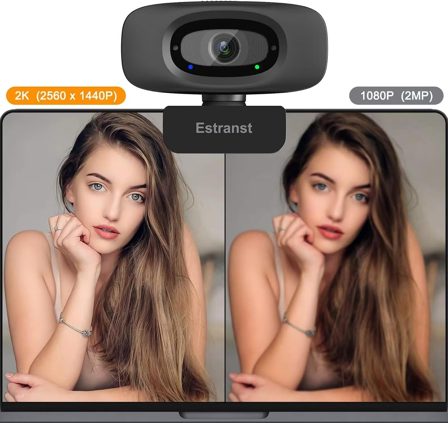 Estranst 1080P Webcam for PC Laptop MacBook Computer Desktop, with Microphone & Privacy Cover & USB C Adapter