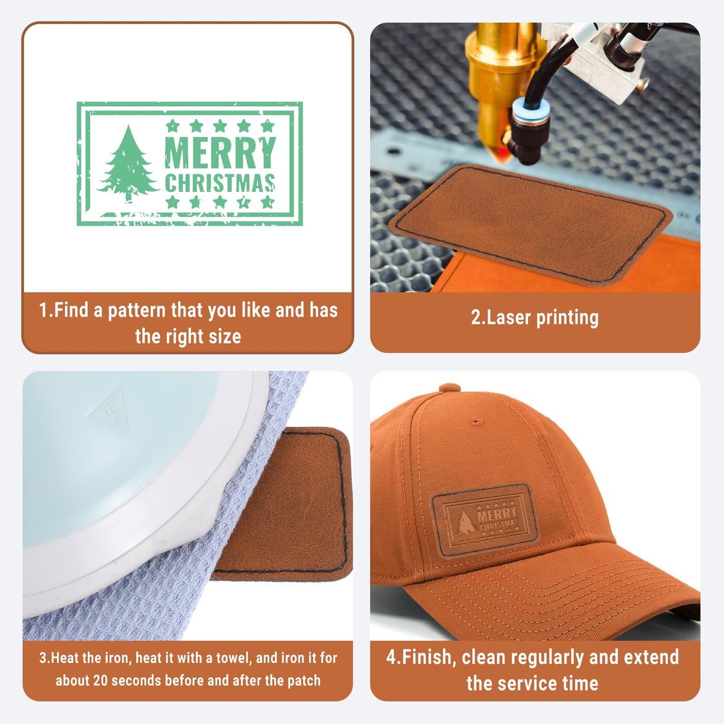 120 PCS Leather Patches for Hats, Blank Leatherette Hat Patches Iron on Patch Bulk Laserable for Repairing Hats and Clothing, Custom Laser Engraving and DIY Crafts-3 Colors