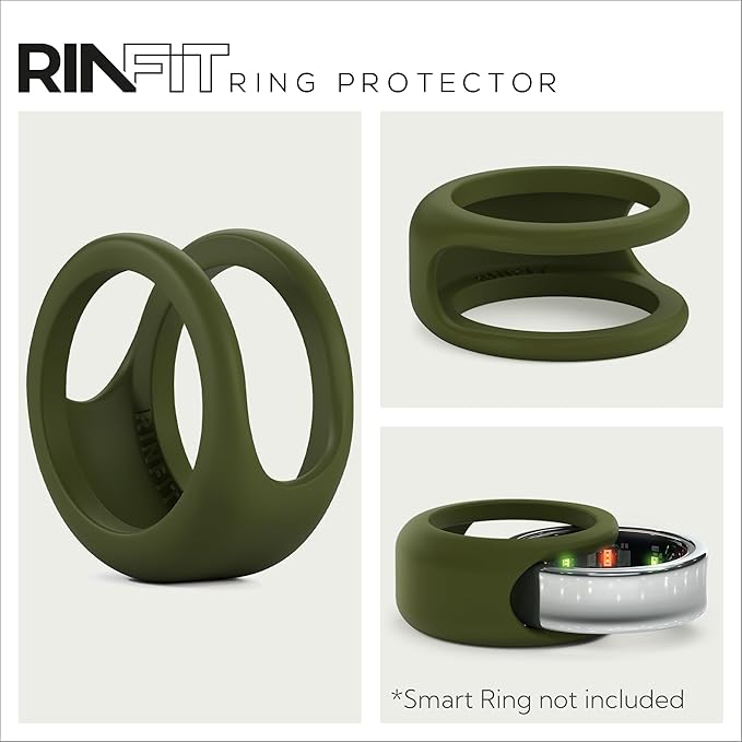 Rinfit Smart Ring Protector - Silicone Ring Enhancer for Active Lifestyle and Gym - StyleFit U.S. Design Patent - Green, Size 13