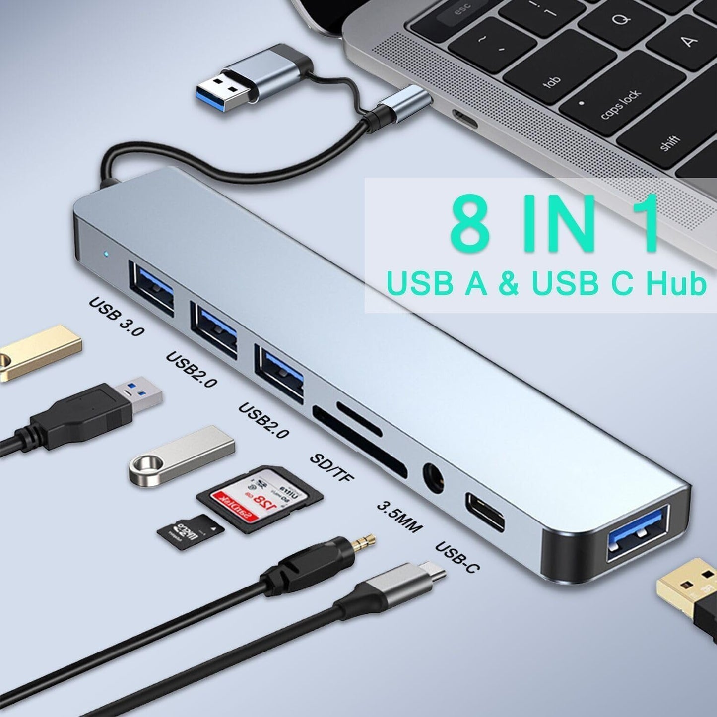 MiaoYfei 8 1 3.0 4 1 USB C Hub Upgrade in USB Splitter Port Extender for Laptop, USB Hub USB Adapter&USB C Splitter USB