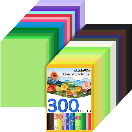 300 PCS Construction Paper Bulk Set 8.5x 11, 30 Colors Cardstock Colored Art Cardstock Heavy Duty Craft Paper for Kids Scrapbook School Office Printing DIY Craft, 120gsm 32lb