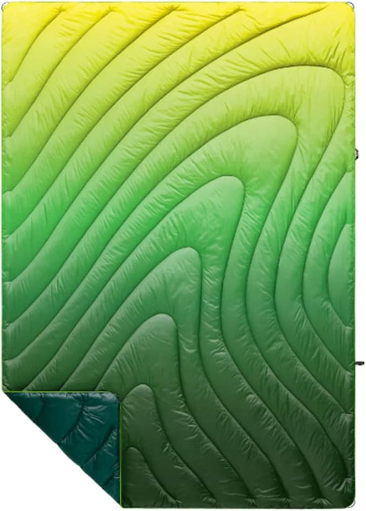 Rumpl Original Puffy Blanket - Warm, Water-Resistant Camping Blanket with 100% Recycled Synthetic Insulation, 52"x75", Original Puffy V1, Forest Fade