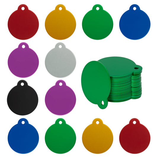StayMax Round Aluminum Laser Engraving Blanks Tags Stamping Blanks 35 Pack Diameter 1.24 Inch (Mixed Color)