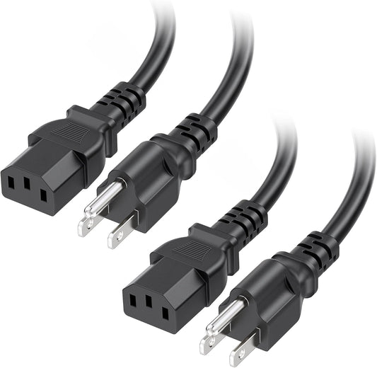 Cable Matters 2-Pack 16 3 10ft, 13A 5-15P C13, [UL Listed] AWG Prong Computer Power Cord - Monitor Power Cord