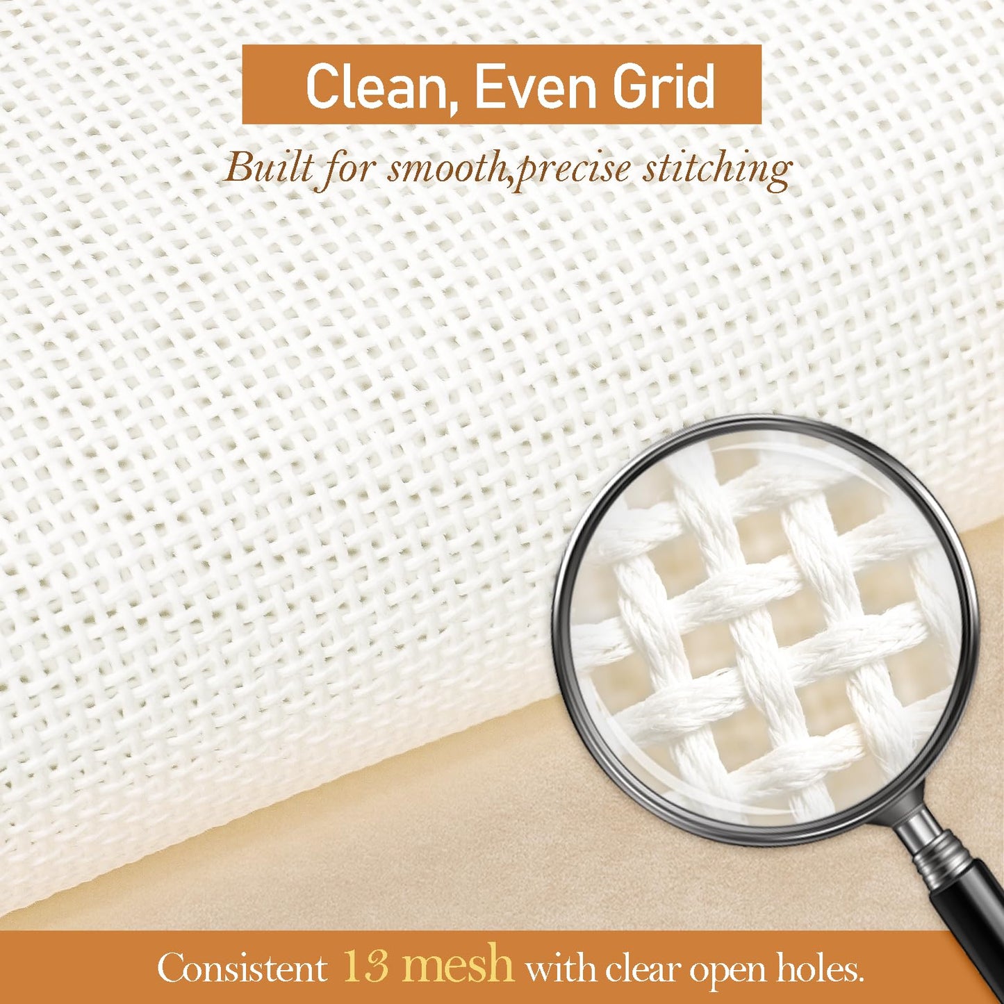 Needlepoint Canvas 13 Mesh, 8 Pack 8 x 8 Inch Pre-Cut Cotton Blank Embroidery Fabric with 5 Needles, Blank Canvas for Needlepoint, Canvaswork & DIY Craft Supplies, No-Fold Packaging
