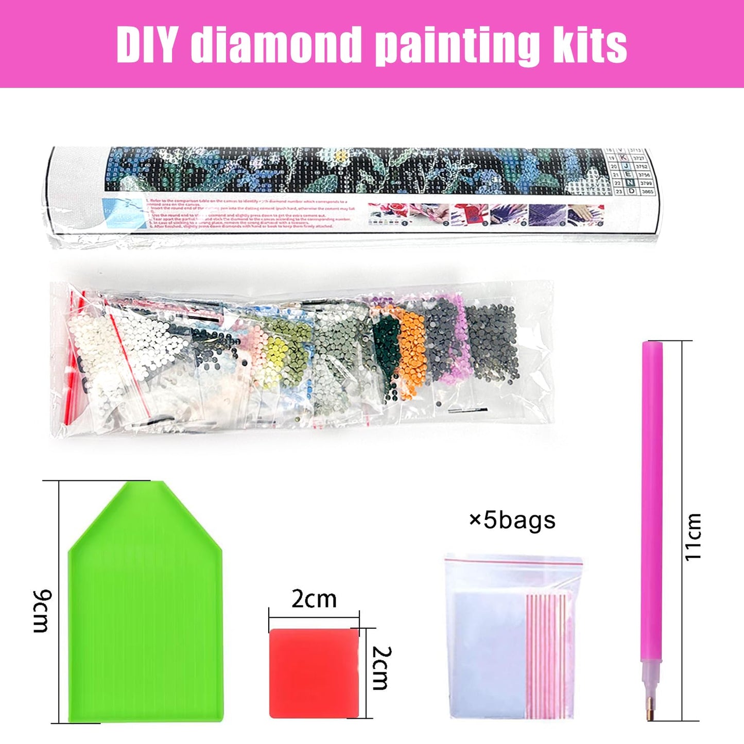 4 Pack Flowers Diamond Art Kits for Adults, 5D DIY Diamond Painting Kits for Beginner, Diamond Dots Full Drill Crafts for Gem Art Dot Art for Adults Home Wall Decor for Teens Boys Girls 12x16 inch