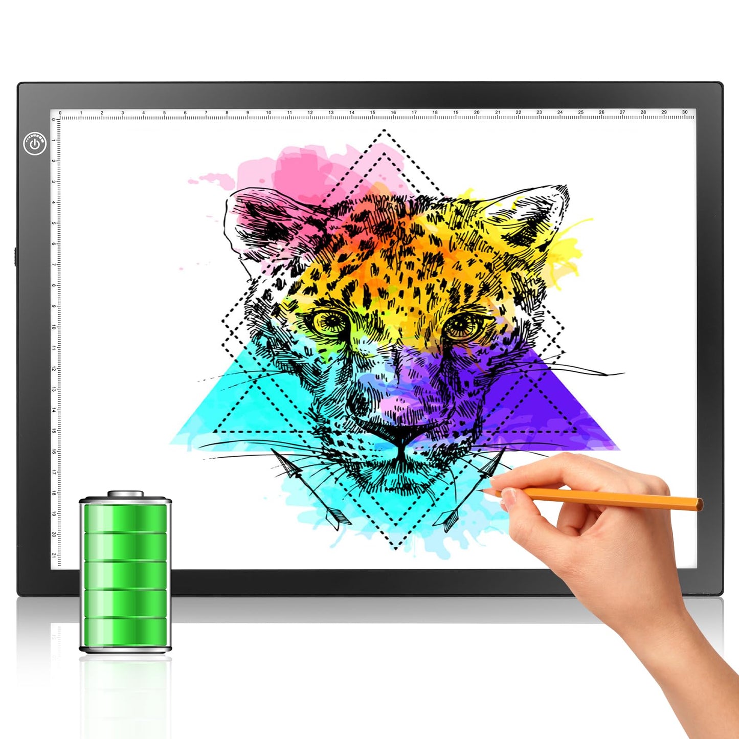 LitEnergy Rechargeable Tracing Light Box, Ultra-Thin Adjustable Battery Powered Artcraft LED Tracer Light Pad Tablet for Drawing, Sketching, Animation, Stenciling, Diamond Art Painting Kits for Adults