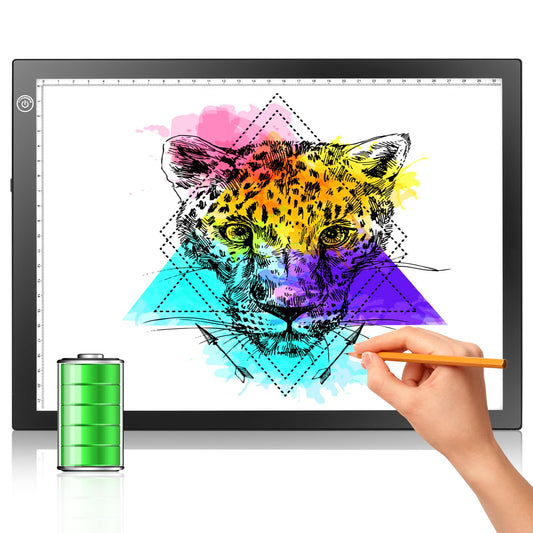 LitEnergy Rechargeable Tracing Light Box, Ultra-Thin Adjustable Battery Powered Artcraft LED Tracer Light Pad Tablet for Drawing, Sketching, Animation, Stenciling, Diamond Art Painting Kits for Adults